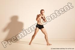 Underwear Martial art Man White Moving poses Slim Short Blond Dynamic poses Academic